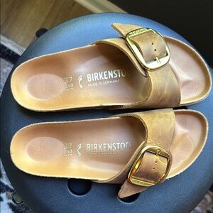 Birkenstock Madrid Big Buckle Oiled Leather Cognac